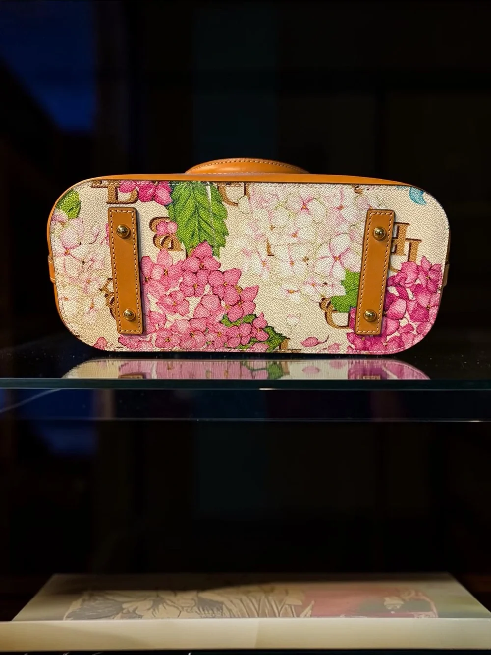 Dooney & Bourke Hydrangea Floral Satchel Pink Blue DB Monogram Bag